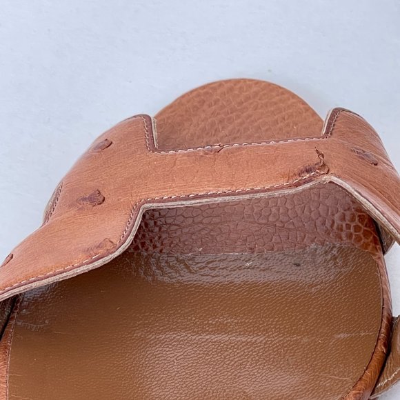 HERMES Ostrich Leather Slingbacks - Tan - Picture 16 of 16